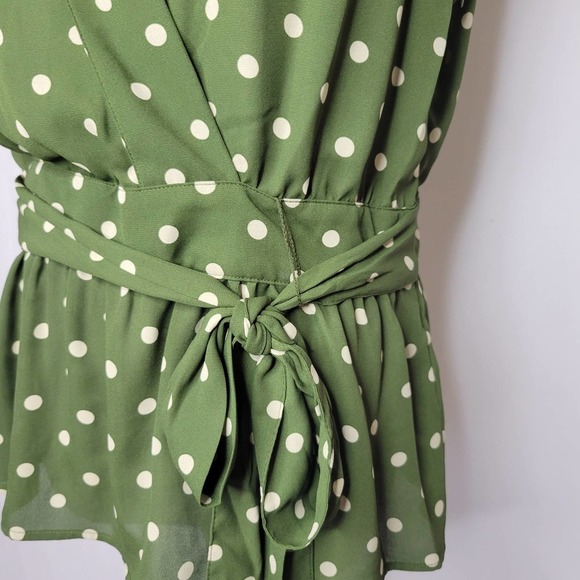 Tommy Hilfiger Tie Front Polka Dot Blouse Green Size Small - Picture 6 of 10